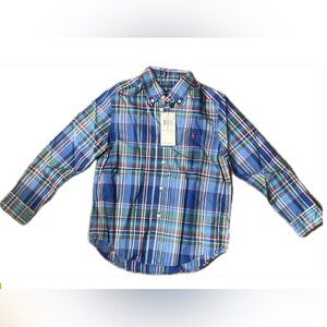NWT Polo Ralph Lauren Boy Plaid Cotton Oxford Shirt Multi color SIZE 6